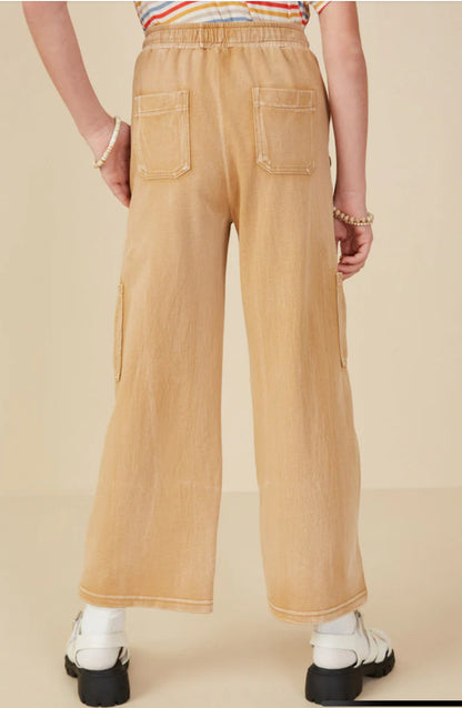 Girl’s Taupe Wide Leg Cargo Pant