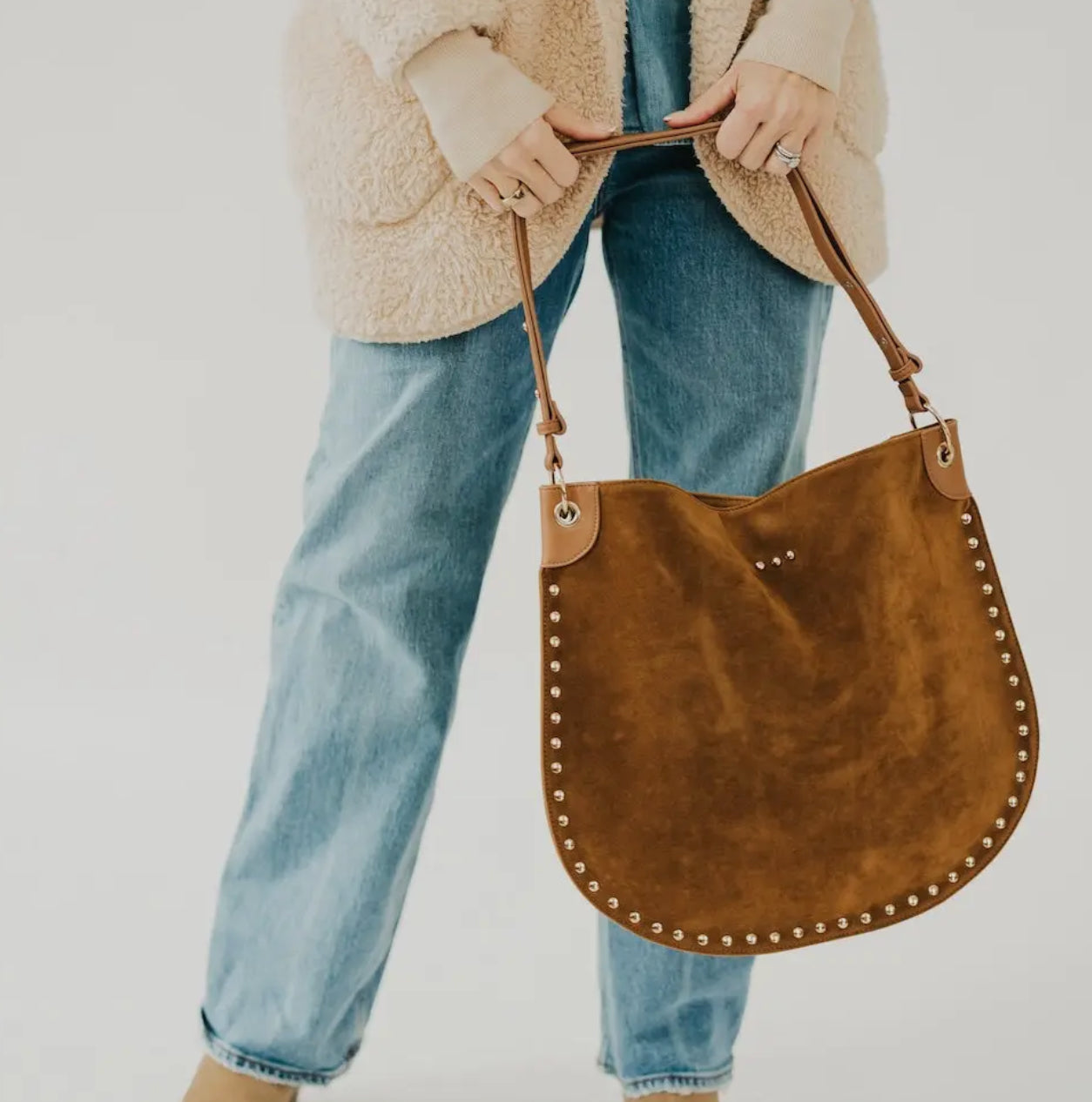 Rosalie Rivet Suede Hobo Bag