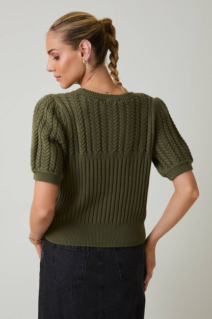 Fall Mood Olive Cable Sweater