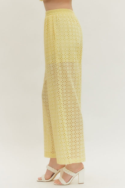 Lemon Eyelet Pants