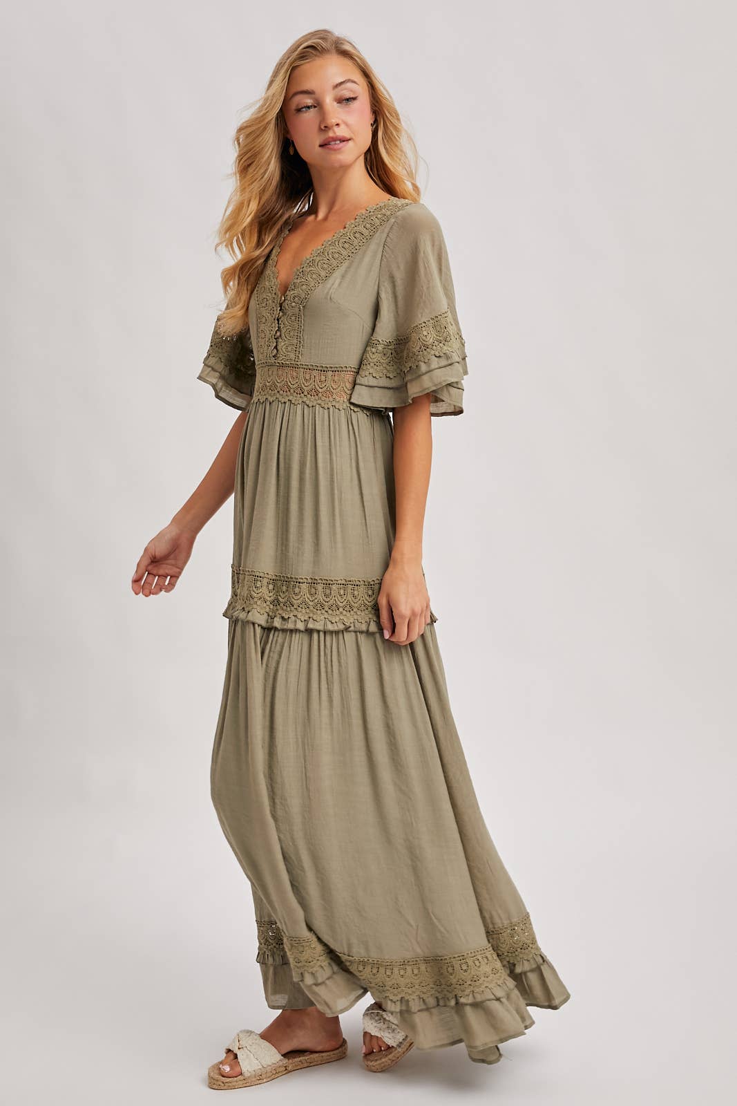 Olive Dreams Lace Maxi