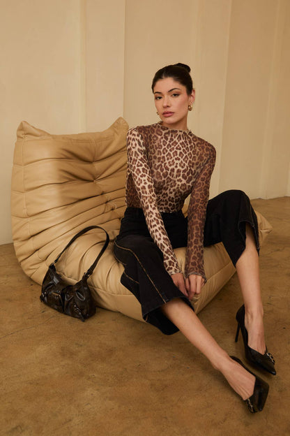 Leopard Mesh Top