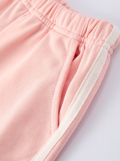 Girls Pink Bow Trim Set