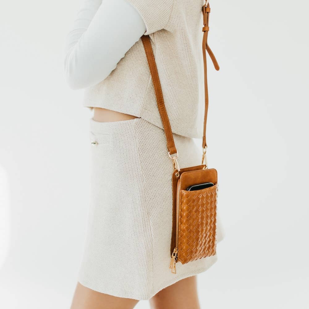 Woven Double Duty Phone Bag : Woven Brown