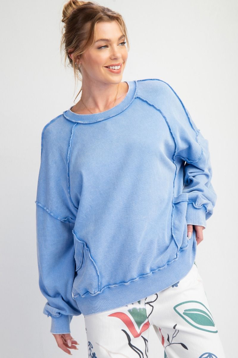 Mineral Wash Cozy Shirt : Blue