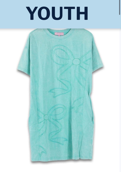 Girls Turquoise Bow Dress