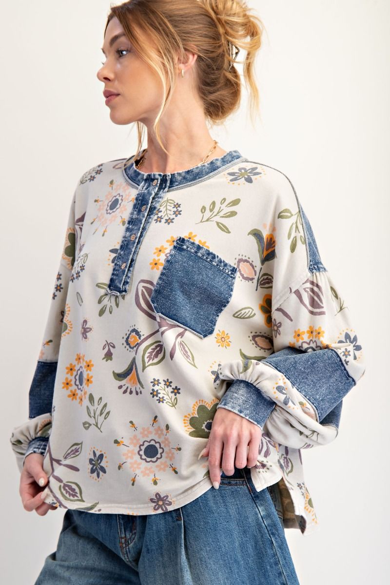 Spring Forward Floral Henley Top