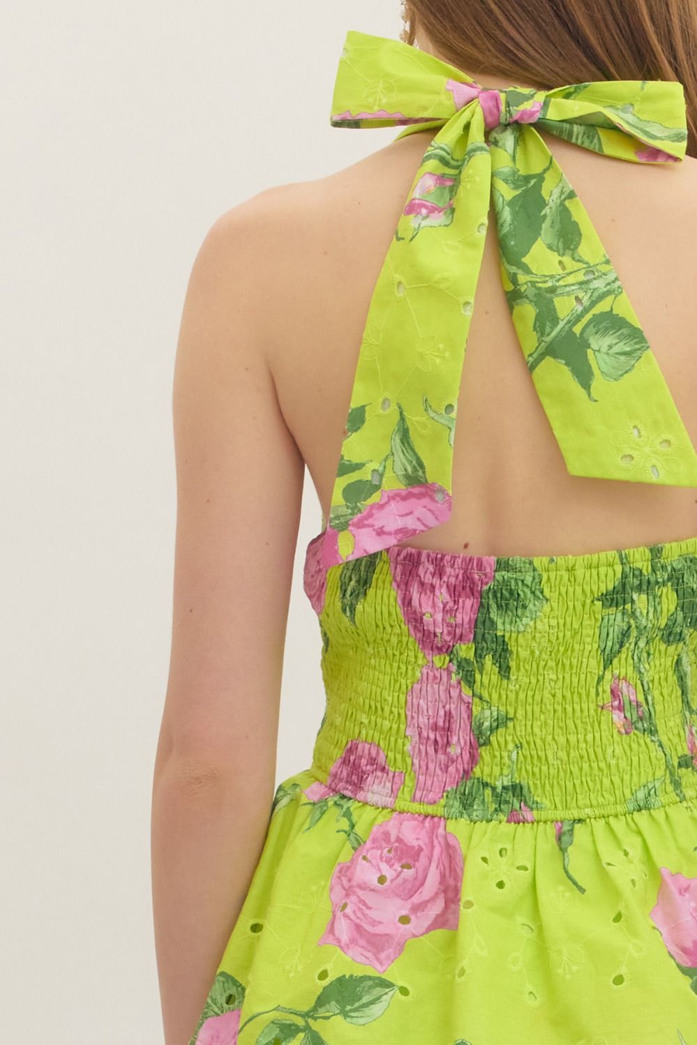 Chartreuse Floral Tiered Midi