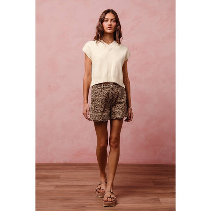 Scalloped Leopard Shorts