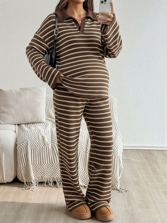 Maternity Striped Knit Set