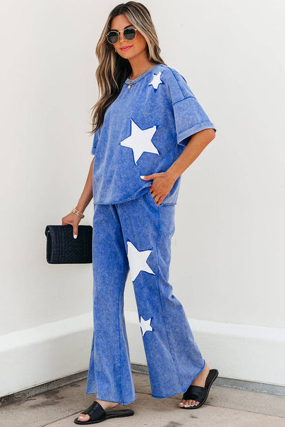 Ashleigh Blue Acid Wash Star Patched Top
