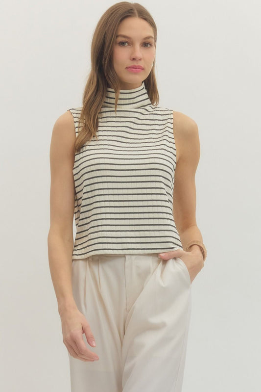 Striped Mock Neck Tank