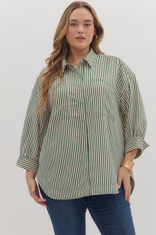 Striped Textured Top - Plus