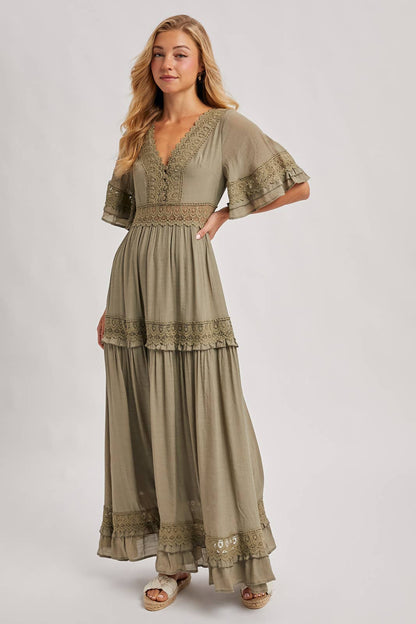 Olive Dreams Lace Maxi
