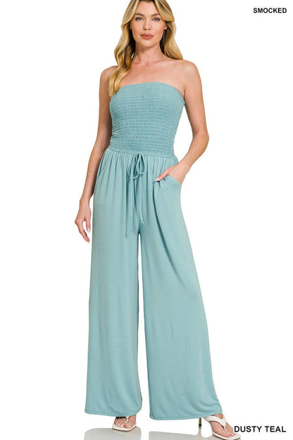 Smocked Tube Top Jumpsuit