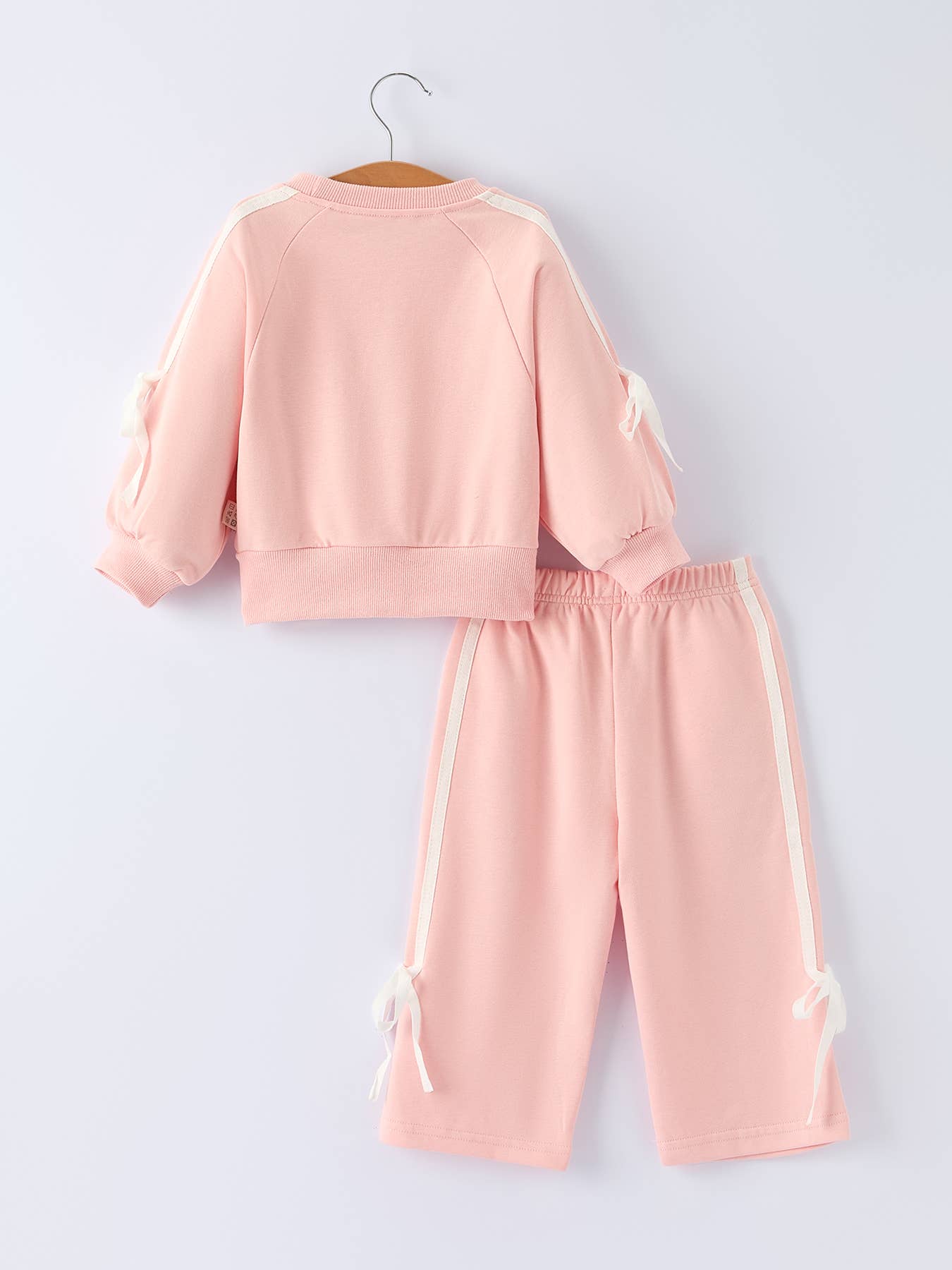 Girls Pink Bow Trim Set