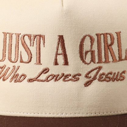 Just A Girl Who Loves Jesus Embroidery Trucker Hat