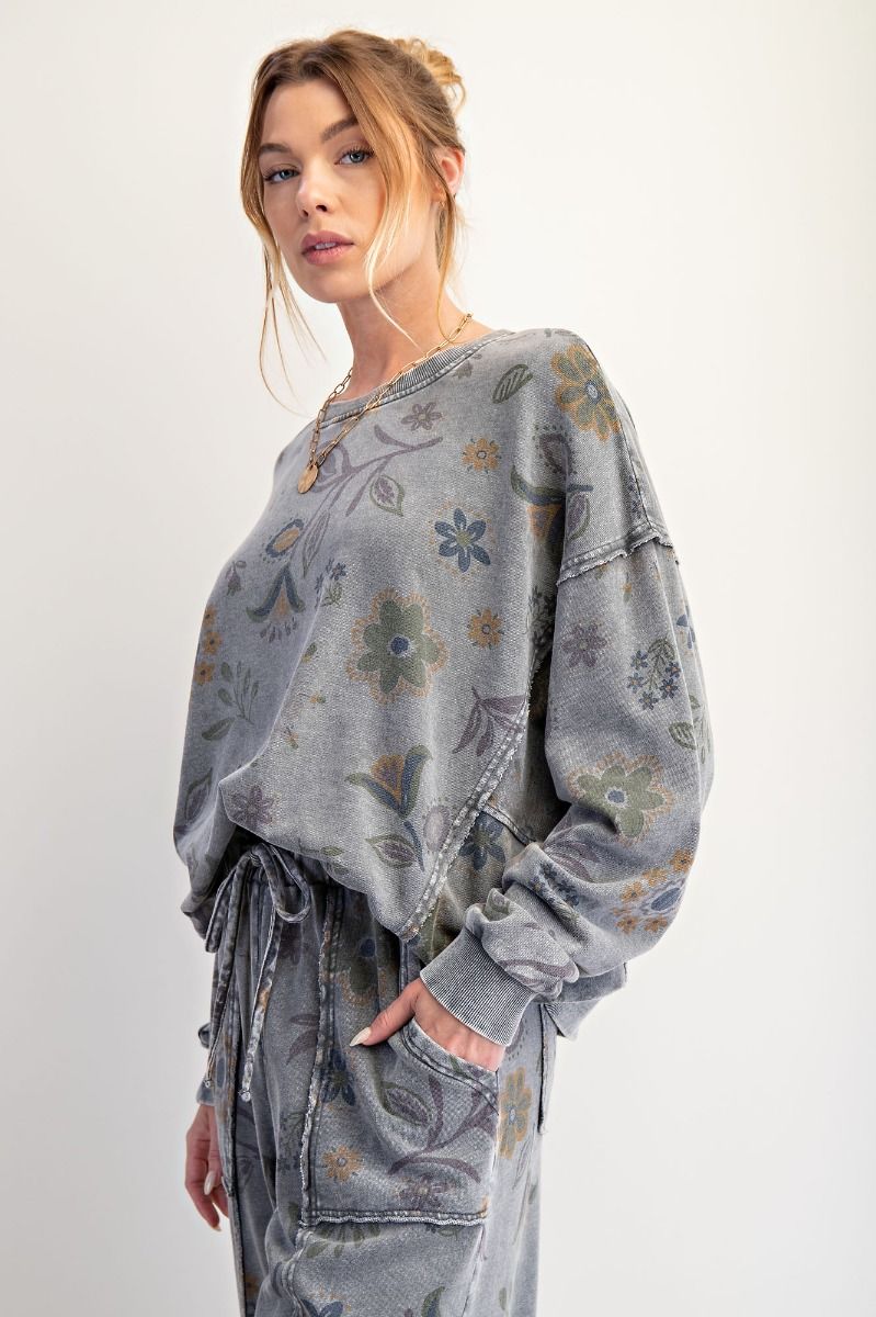 Floral Print Terry Top