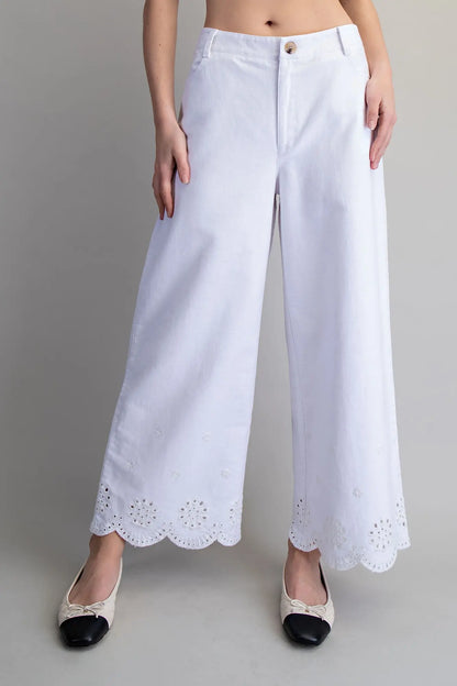 Soft Washed Eyelet Hem Pants