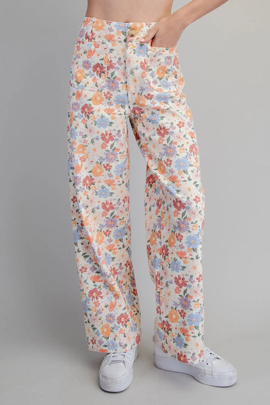 Ivory Meadow Floral Pants