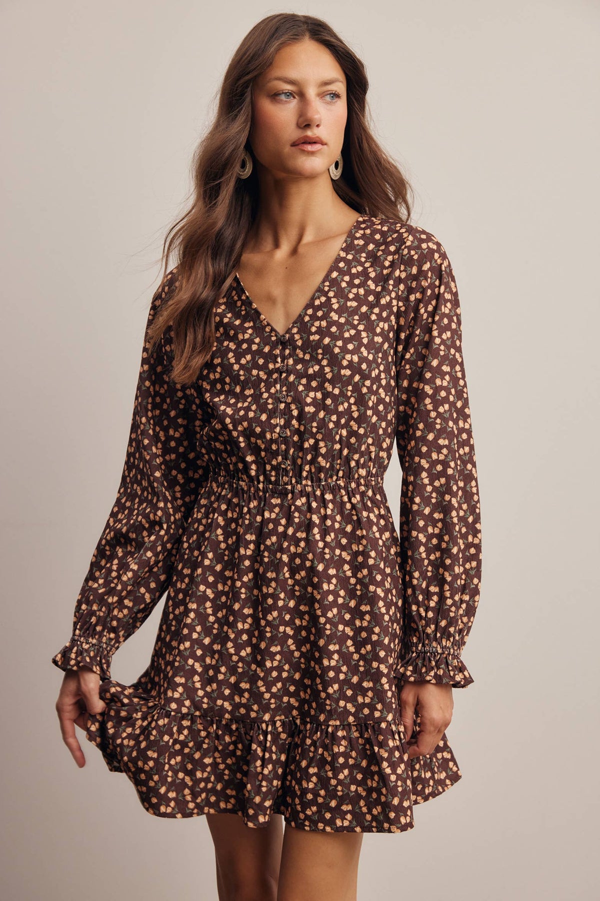 Floral Corduroy Mini Dress