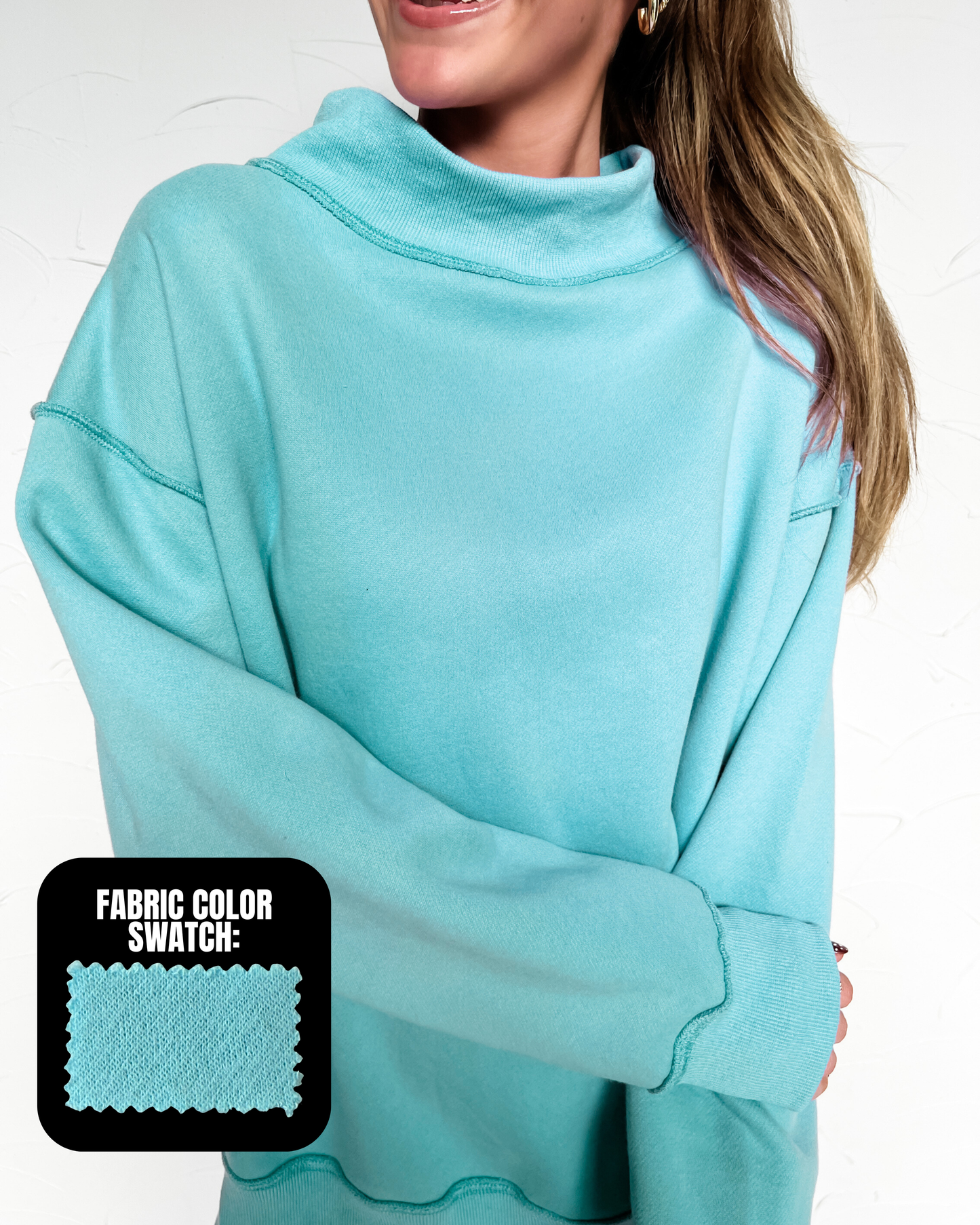 Mock Neck Sweatshirt - Sky Blue