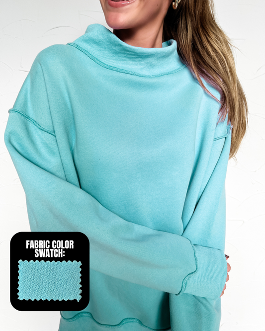 Mock Neck Sweatshirt - Sky Blue