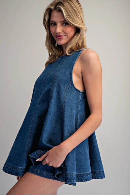 Flared A Line Denim Top