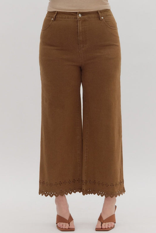 Eyelet Hem Pants - Plus
