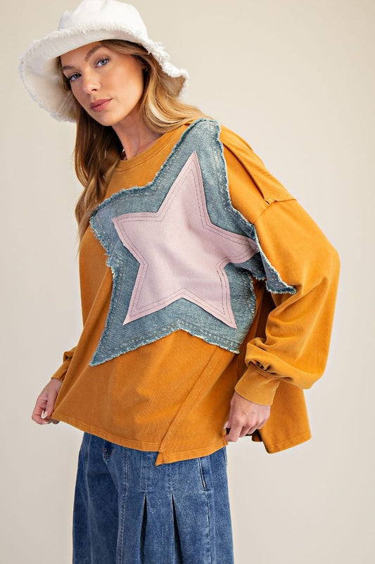 Star Patch Pullover Top