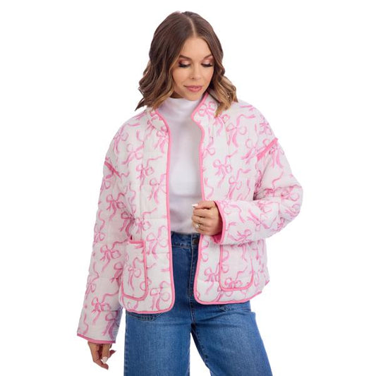 Mudpie Bow Quilted Jacket