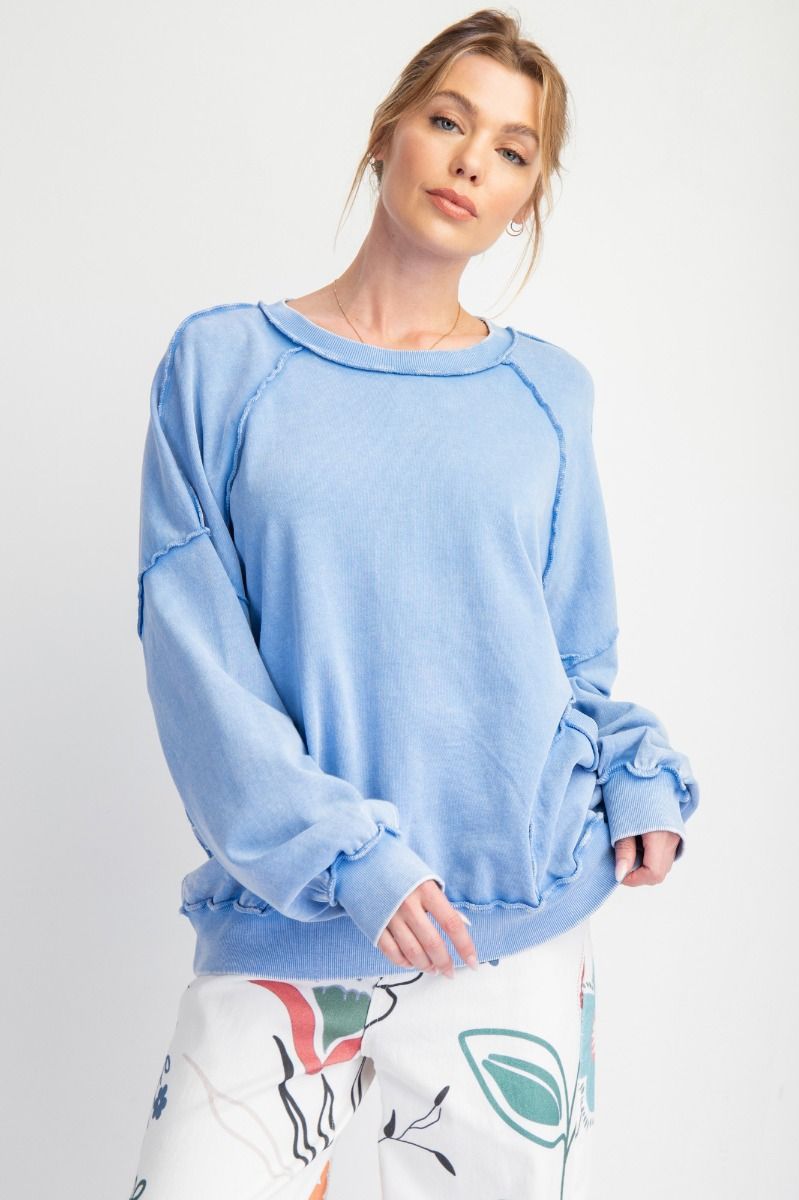 Mineral Wash Cozy Shirt : Blue