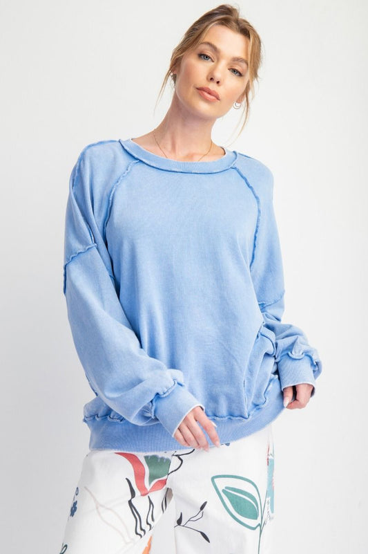 Mineral Wash Cozy Shirt : Blue