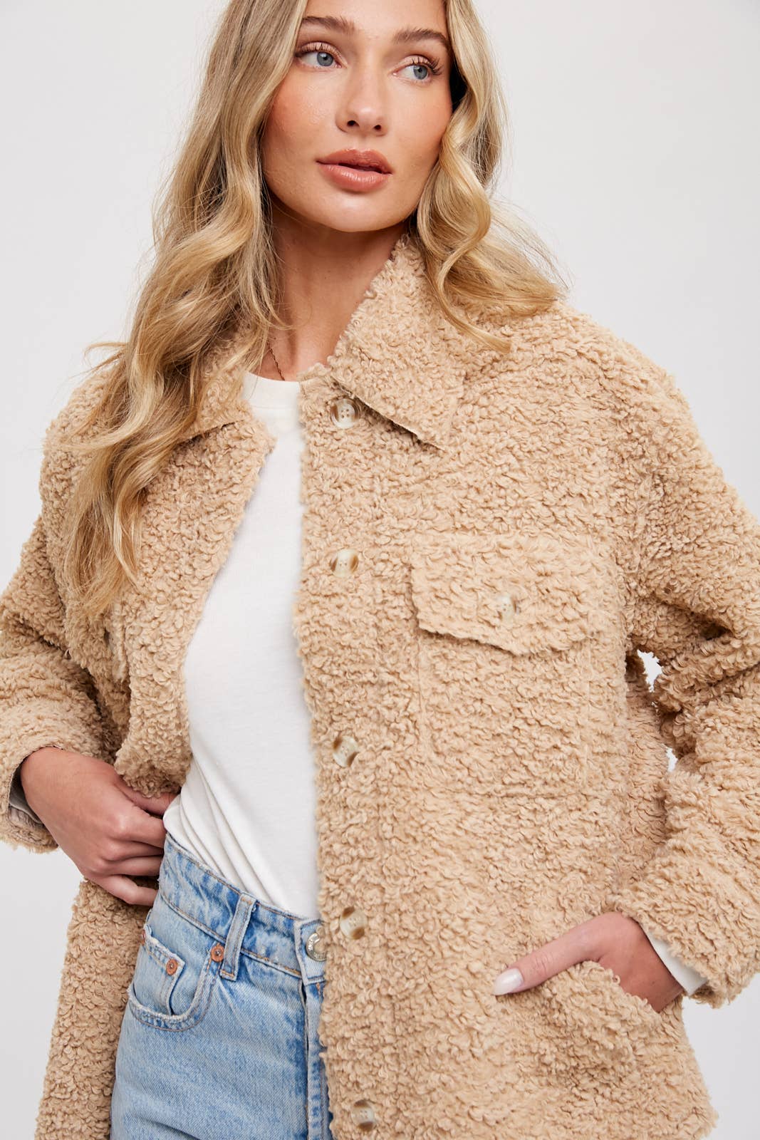 Boucle Woven Jacket / Latte