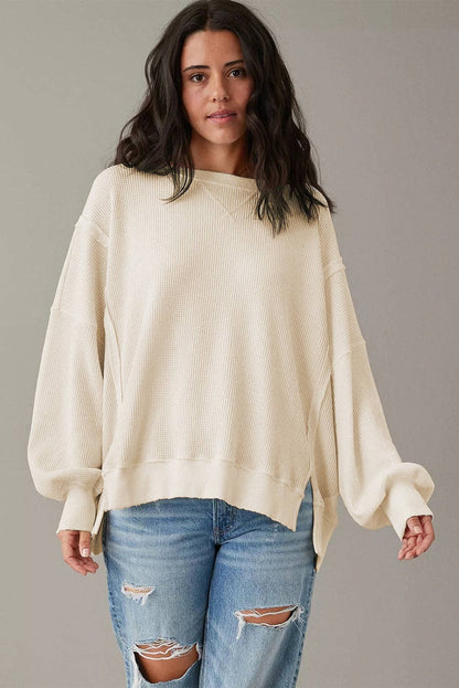 Ivory Waffle Knit Top