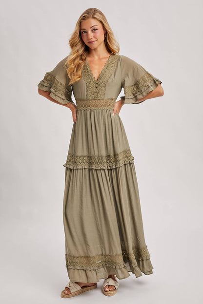 Olive Dreams Lace Maxi
