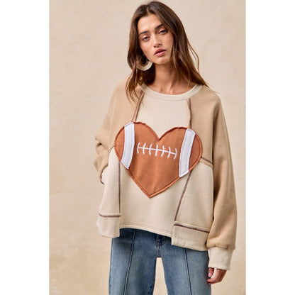 Heart Football Fleece Sweatshirt