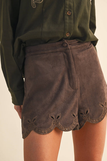 Suede Eyelet Shorts
