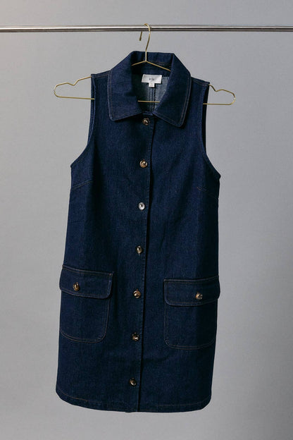 Collared Dark Denim Dress