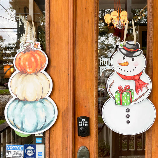 Snowman / Pumpkin Stack Double Sided Door Hanger