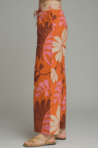 Floral Print Wide Leg Pants