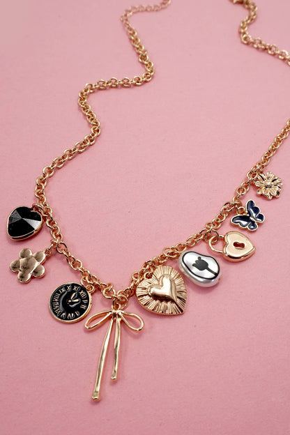 Clock + Lock Vintage Charm Necklace