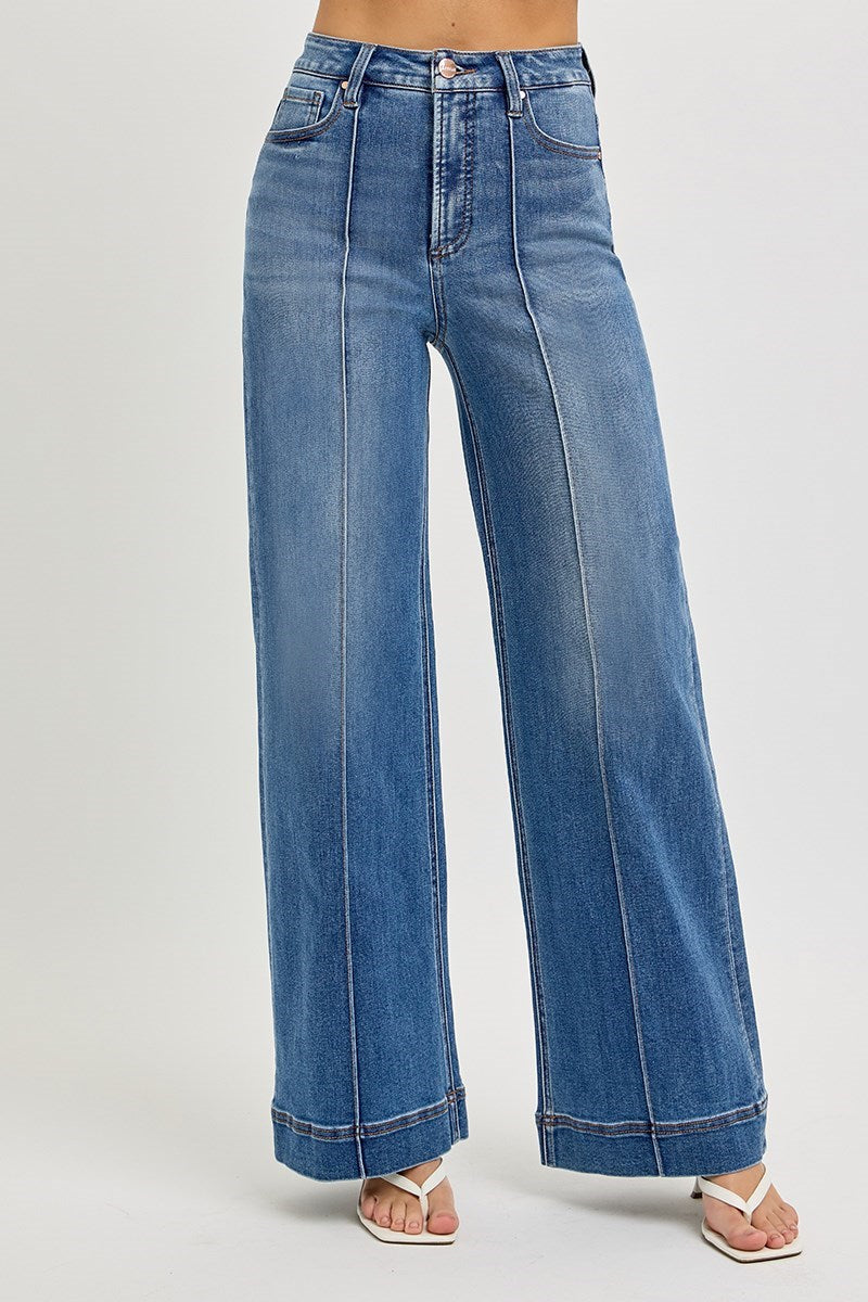 Maria High Rise Pintuck Denim - Risen