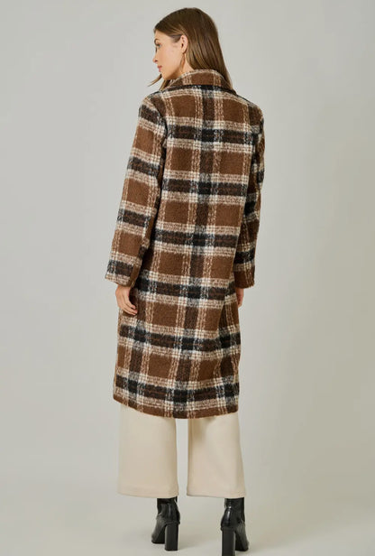 Stay Sophisticated Plaid Long Coat
