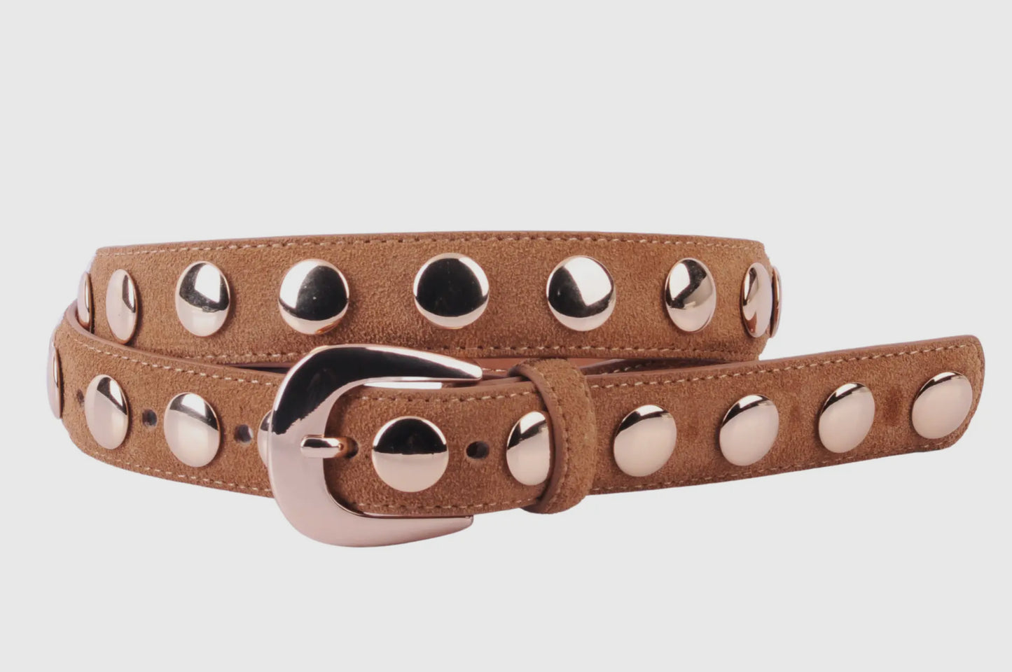 Suede Belt with Wide Studs