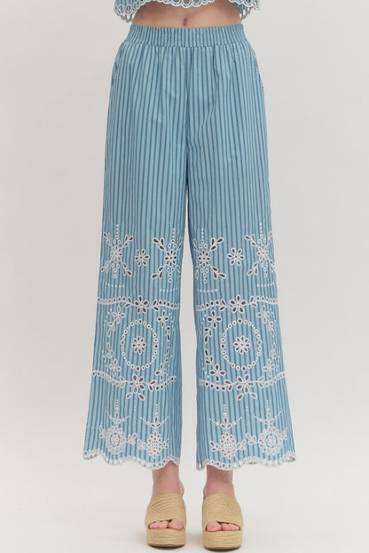 Summer Striped Eyelet Pants