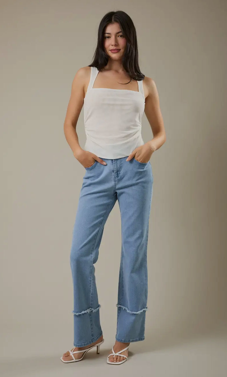 Spring Fling Frayed Hem Detail Denim