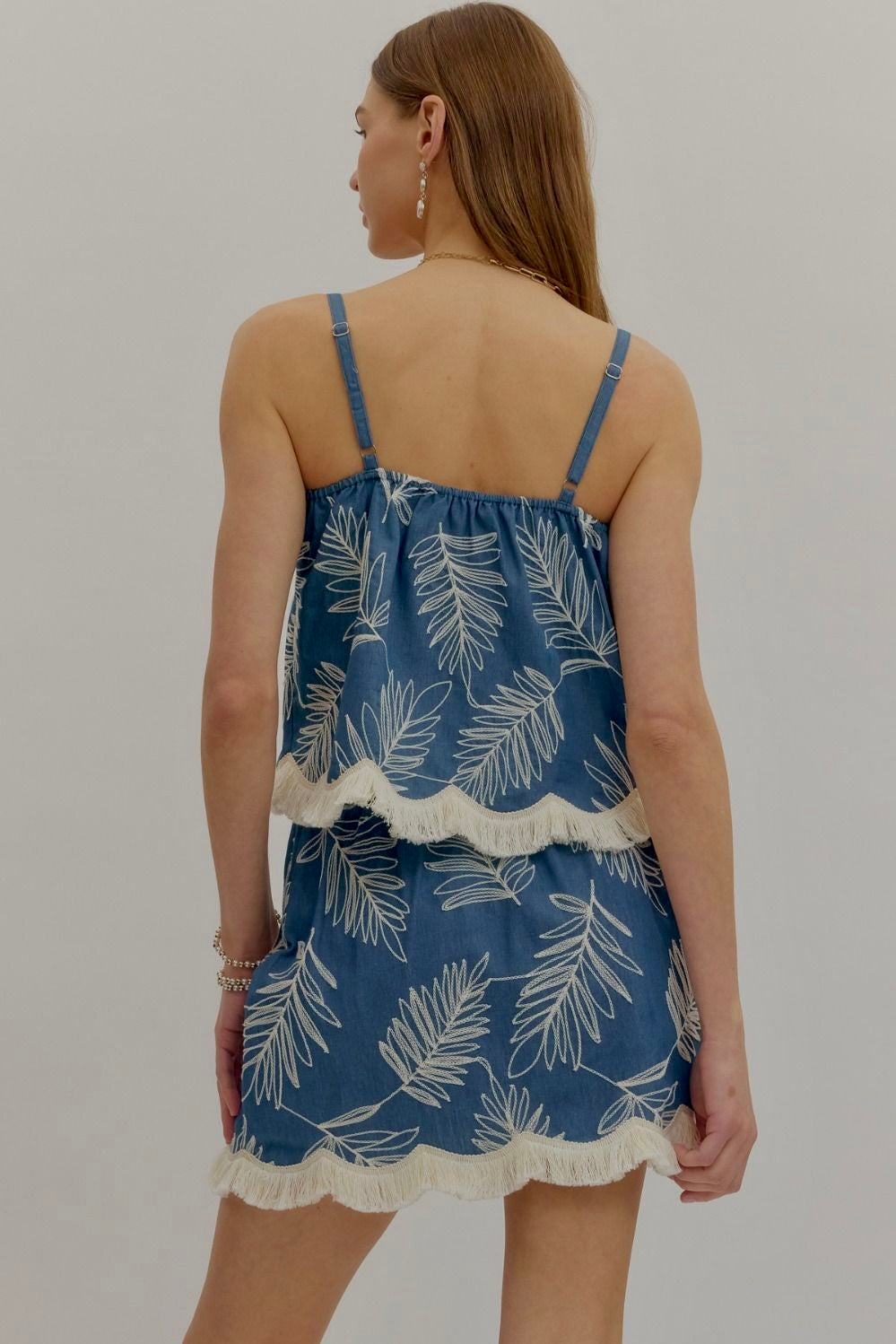 Palm Embroidered Skirt