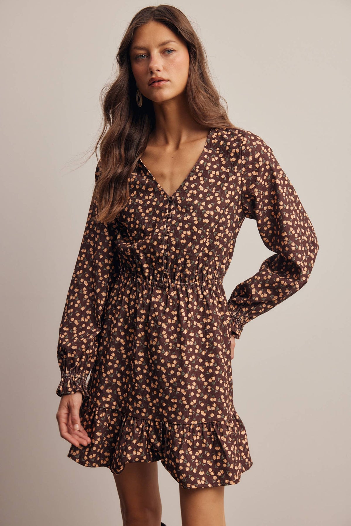 Floral Corduroy Mini Dress
