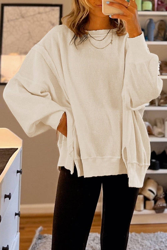 Ivory Waffle Knit Top